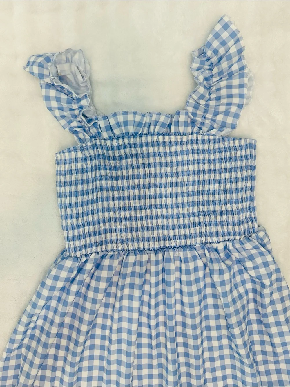 Blue Gingham Ruffle Strap Dress - Picture 2 of 6